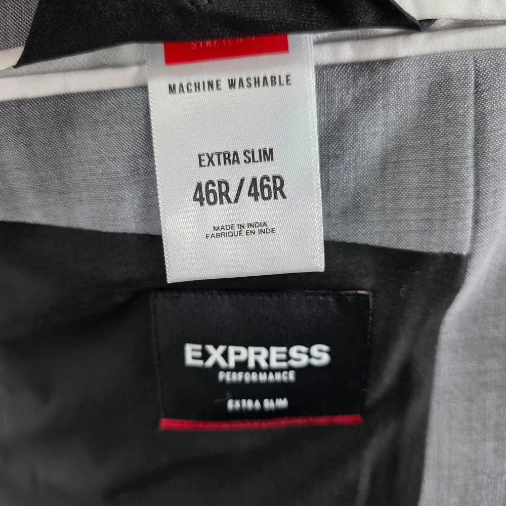Express Men's Sport Coat Blazer Gray Stretch+ Machine Washable Extra Slim‎ 46R